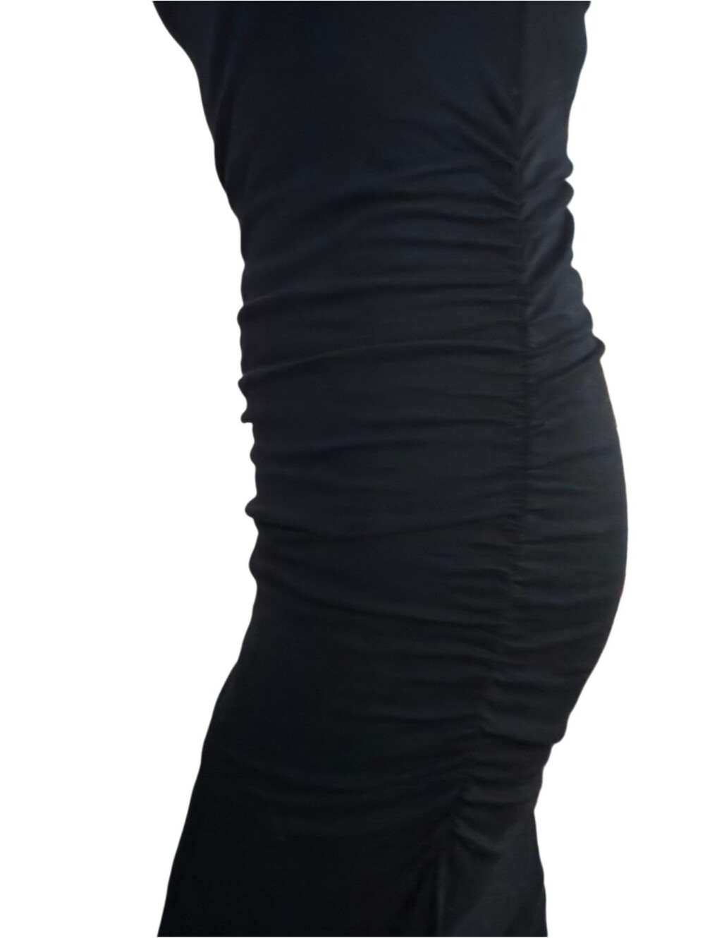 MICHAEL STARS Vivian Black Racerback Midi Dress With Side Ruching - Picture 7 of 13